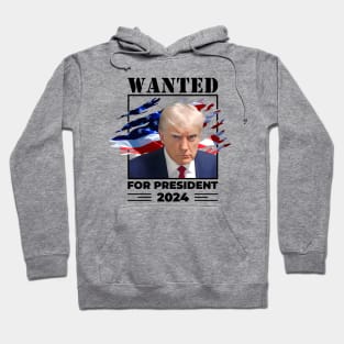 Trump Mugshot Wanted For President 2024 Hoodie